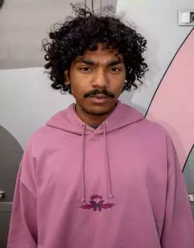 Толстовка DBDNS пыльно-фиолетового цвета с принтом бабочки y2k Dream But Do Not Sleep