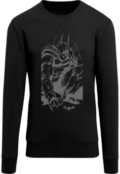 Толстовка DC COMICS BATMAN ARKHAM KNIGHT SKETCH WITH LIGHT CREW F4NT4STIC, черный