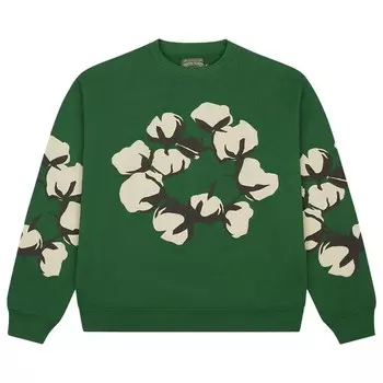 Толстовка Denim Tears x Cactus Plant Flea Market Cactus Tears Crewneck Green, зеленый