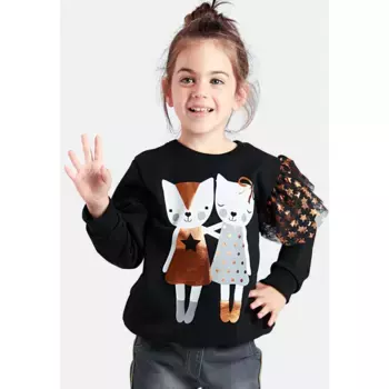 Толстовка Denokids «Buddy Cats» с кошачьим принтом, черный