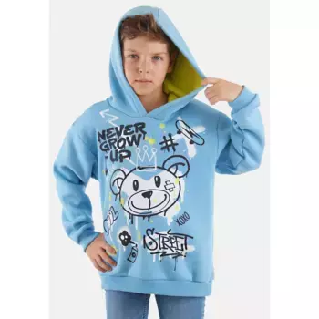 Толстовка Denokids «Cool Bear» с капюшоном, цвет slate blue