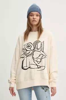 Толстовка Desigual PATCH из хлопка, бежевый