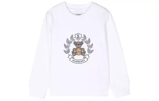 Толстовка детская Burberry с рисунком и логотипом, белый