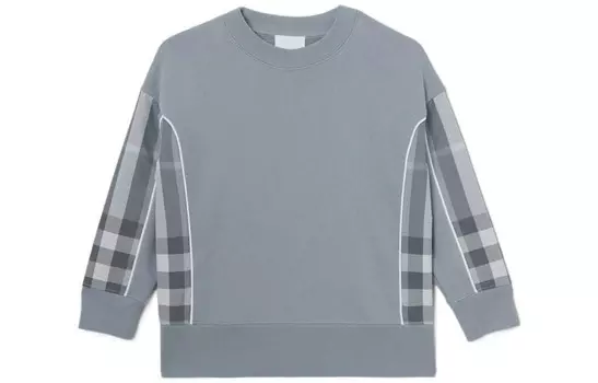 Толстовка детская Burberry с вставками узора, серый