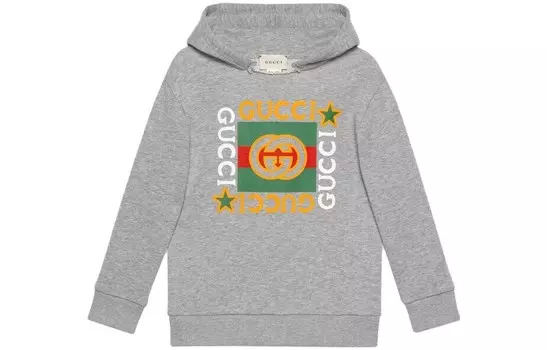 Толстовка детская Gucci с капюшоном, серый