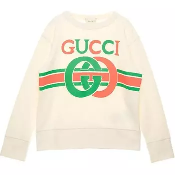 Толстовка детская Gucci с логотипом, кремовый