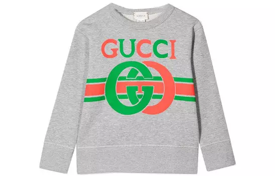 Толстовка детская Gucci с логотипом, серый