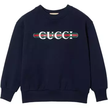 Толстовка детская Gucci с логотипом, темно-синий
