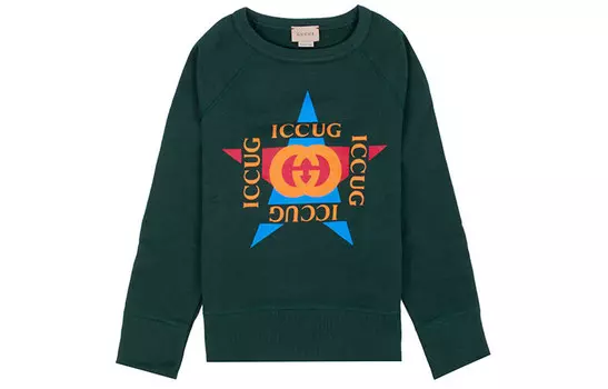 Толстовка детская Gucci с принтом, зеленый