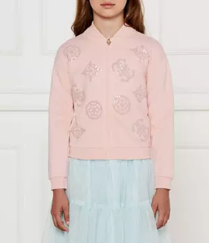 Толстовка детская Guess на молнии с декором из пайеток, розовый