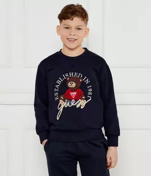 Толстовка детская Guess Oversize с принтом, синий