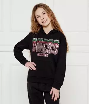 Толстовка детская Guess с блестящими логотипами, черный