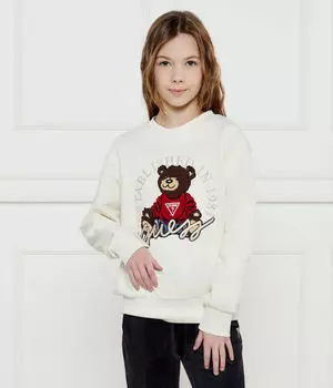 Толстовка детская Guess с изображением медведя, экрю