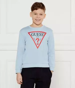 Толстовка детская Guess с логотипом и круглым вырезом, голубой