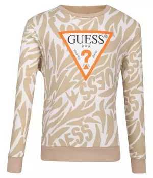 Толстовка детская Guess с узором и логотипом, бежевый