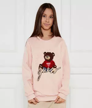 Толстовка детская Guess с вышитым медведем, розовый
