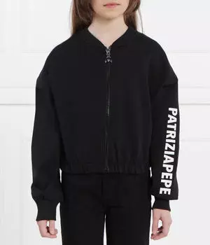 Толстовка детская Patrizia Pepe на молнии с принтом на рукаве, черный