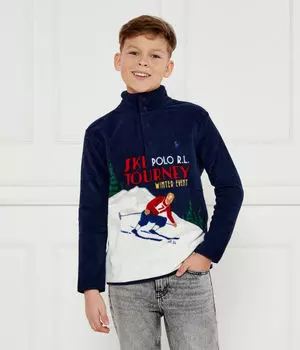 Толстовка детская Polo Ralph Lauren флисовая с принтом, синий