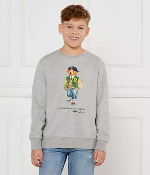 Толстовка детская Polo Ralph Lauren с фирменным медведем, серый