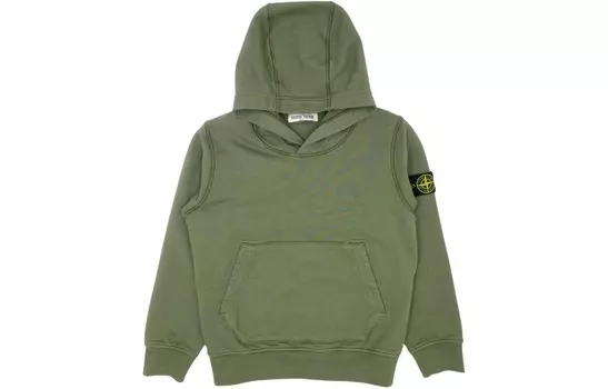 Толстовка детская Stone Island с карманом-кенгуру, зеленый