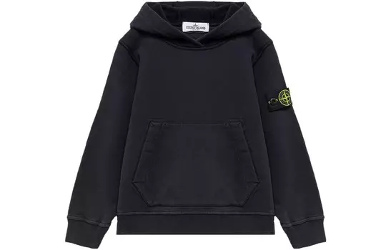 Толстовка детская Stone Island с карманом, темно-синий