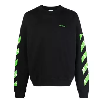 Толстовка diag stripe cotton sweatshirt 'black' Off-White, черный