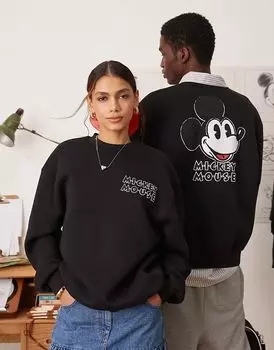 Толстовка Disney унисекс оверсайз с принтом Микки Мауса черного цвета ASOS DESIGN