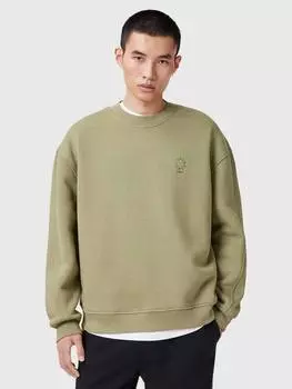 Толстовка для экипажа из органического хлопка haven оверсайз AllSaints, цвет Mid Green
