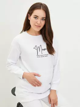 Толстовка для беременных с длинным рукавом и принтом с круглым вырезом и надписью LC Waikiki Maternity