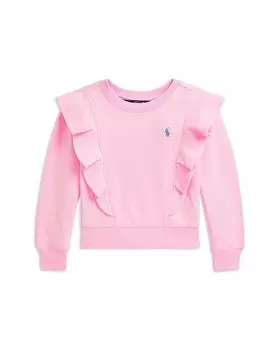 Толстовка для девочек из французского трикотажа с оборками - Little Kid Ralph Lauren, розовый