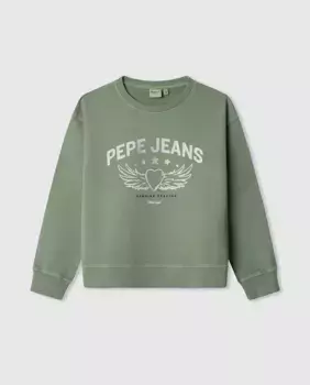 Толстовка для девочек Louise Crew Pepe Jeans, темно-зеленый