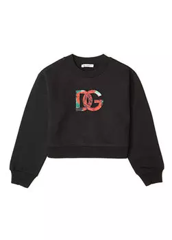 Толстовка для девочек с черным логотипом Dolce&Gabbana