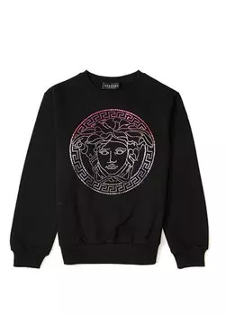 Толстовка для девочек с черным логотипом Versace