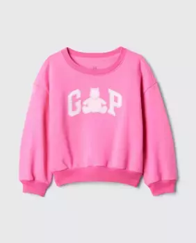 Толстовка для девочек с круглым вырезом без капюшона, логотипом Gap и изображением медведя Браннан спереди, розовый