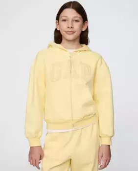 Толстовка для девочек с логотипом и молнией Gap, жёлтый