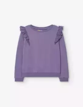 Толстовка для девочки из 100% хлопка с английскими оборками с вышивкой Losan, фиолетовый