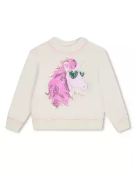 Толстовка для девочки натурального цвета с изображением пайеток Billieblush