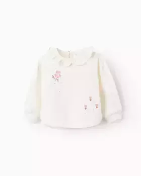 Толстовка для девочки с цветами, имитирующая вышивку крестом Zippy, бежевый