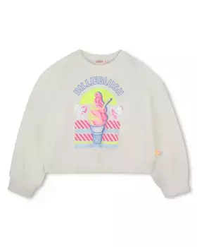 Толстовка для девочки с иллюстрацией спереди и круглым вырезом Billieblush, цвет Crudo