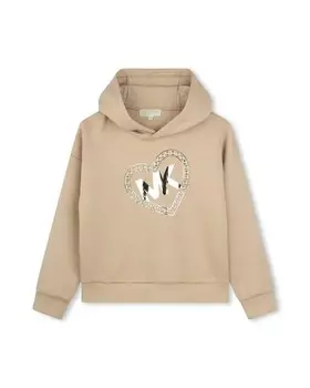 Толстовка для девочки с капюшоном и логотипом спереди Michael Kors, бежевый