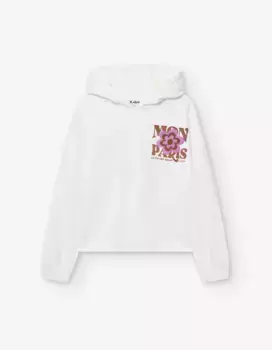 Толстовка для девочки с капюшоном и надписью на спине Losan, белый
