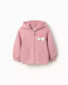 Толстовка для девочки с капюшоном и застежкой-молнией Zippy, розовый