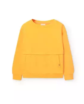 Толстовка для девочки с карманами и круглым вырезом Boboli, желтый