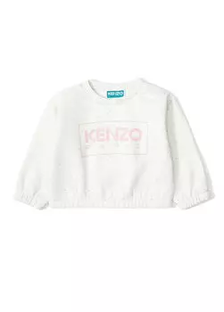Толстовка для девочки с кремовым логотипом Kenzo