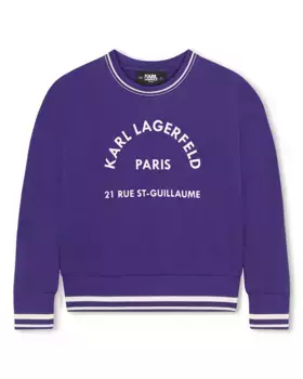 Толстовка для девочки с круглым вырезом и логотипом спереди Karl Lagerfeld Kids, фиолетовый