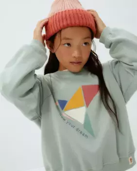 Толстовка для девочки с круглым вырезом и цветочным принтом Kids El Corte Ingls, зеленый