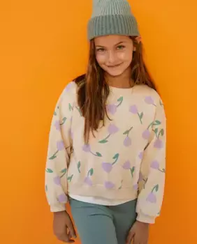 Толстовка для девочки с круглым вырезом и цветочным принтом Kids El Corte Ingls, сиреневый