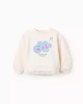 Толстовка для девочки с принтом и тюлевыми оборками Zippy, бежевый