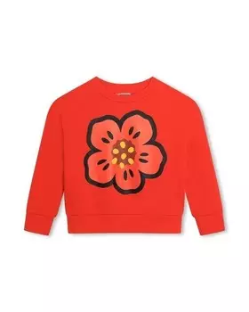 Толстовка для девочки с рисунком спереди и логотипом сзади Kenzo Kids, красный