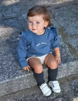 Толстовка для девочки с рюшами и круглым вырезом Gocco, синий